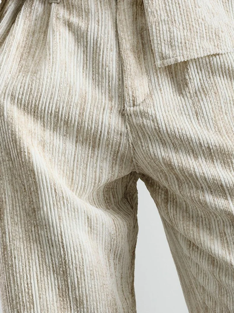 Giesto Beige Natural GIESTO Textured Pleated Straight Leg Pants for Men | Best Price UAE